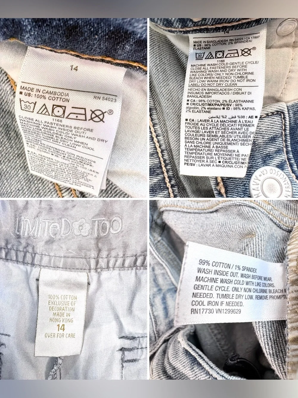 Girls Bundle of Jeans & Camo Cargo Pants Size 14